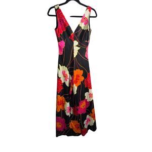 Lord + Taylor Wide Leg Black and Floral Jumpsuit
